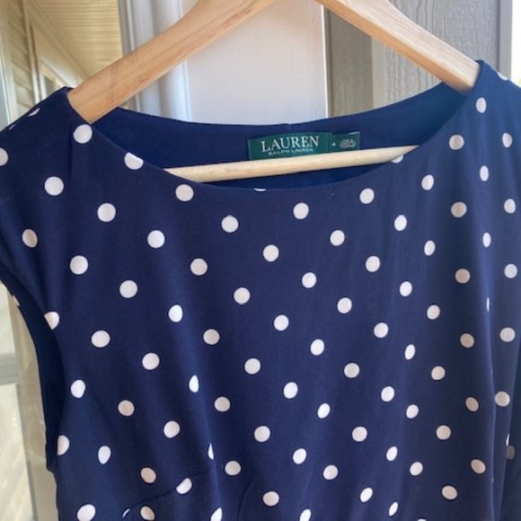 Classic Ralph Lauren blue and wide polka dot dress - Picture 7 of 11